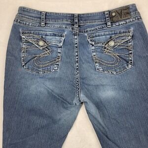 Silver Jeans Womens 32x33 Pioneer Bootcut Denim Pants Embroidered Pocket Flap‎